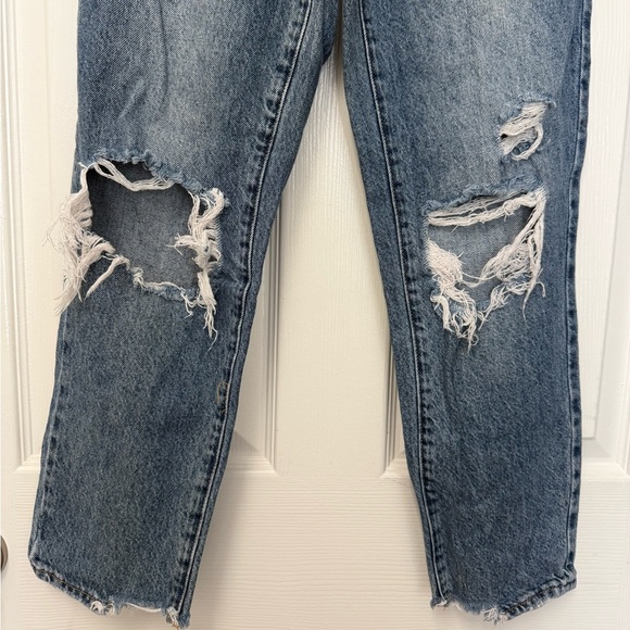 PacSun Women’s Blue High Rise Straight Distressed Button Fly Jeans Size 25 - Picture 3 of 11